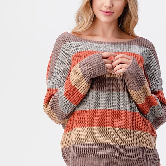 Cozy Reversible Multi Strip Sweater - Picture 2 of 4
